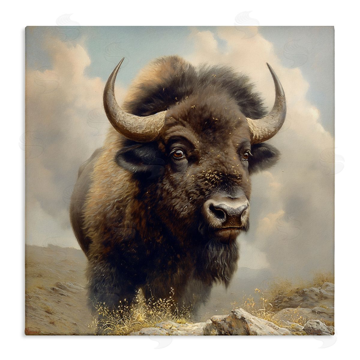 Steve Hunziker Strong Bison Horns Canvas Wall Art Print