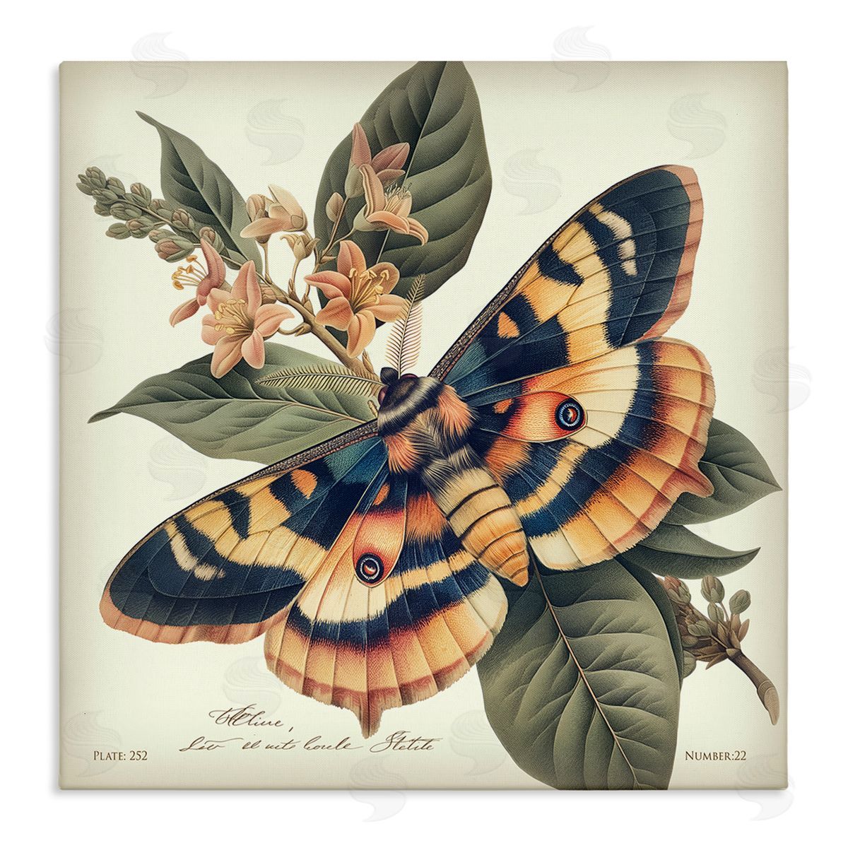 Steve Hunziker Detailed Moth & Lilies Canvas Wall Art Print