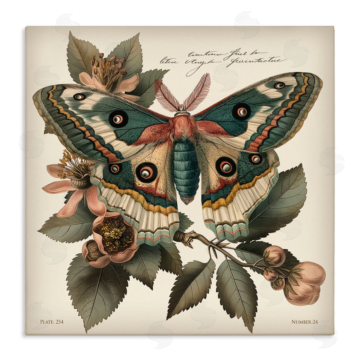 Steve Hunziker Green Patterned Moth Canvas Wall Art Print