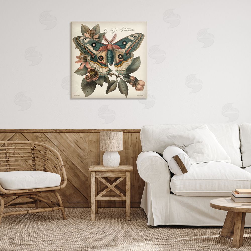 Steve Hunziker Green Patterned Moth Canvas Wall Art Print in Room