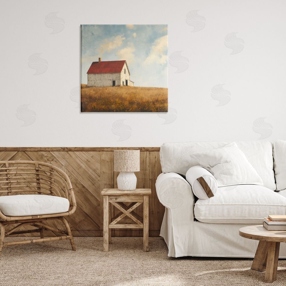 Steve Hunziker Barren Farmland Barn Canvas Wall Art Print in Room