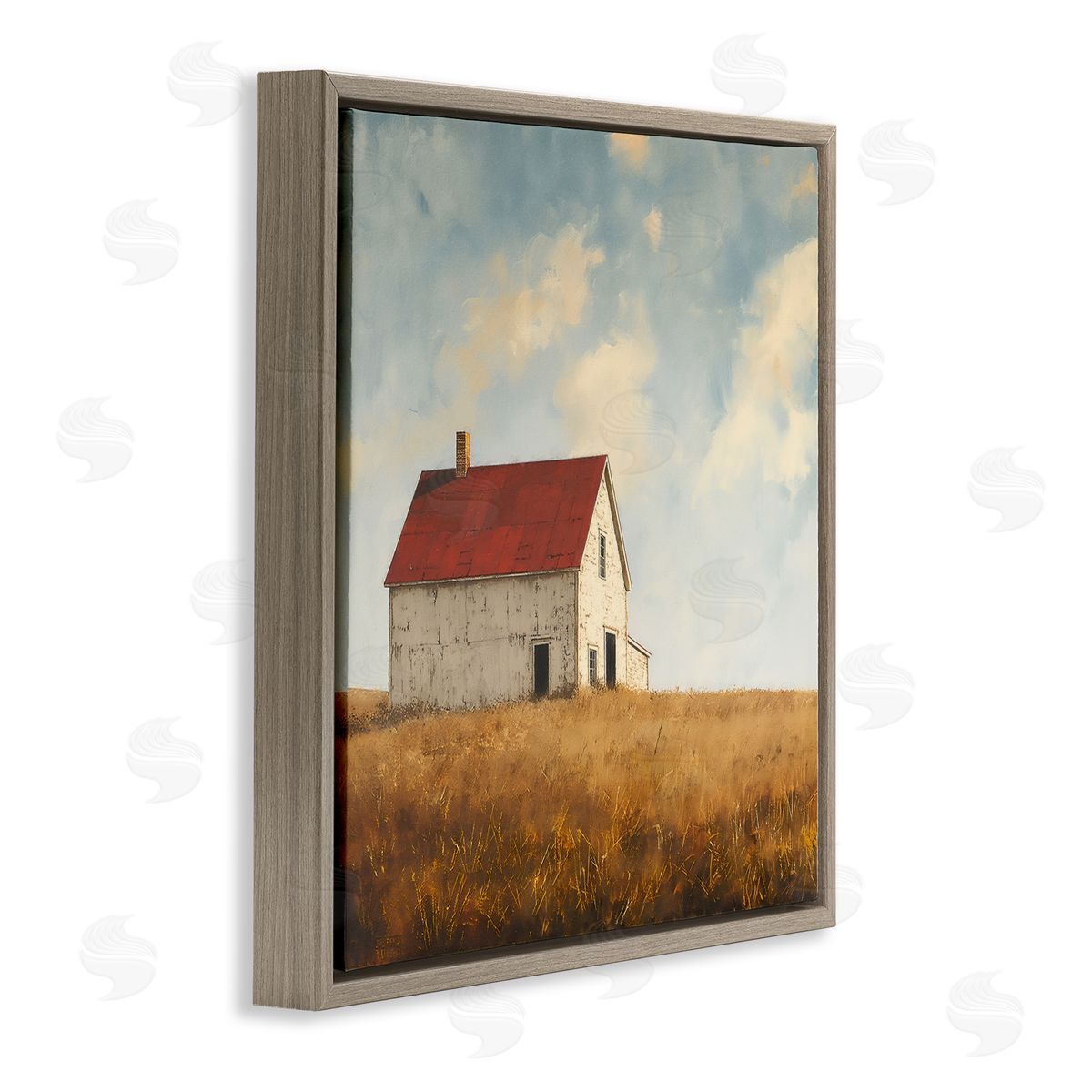 Steve Hunziker Barren Farmland Barn Brown Floating Frame Canvas Wall Art Print