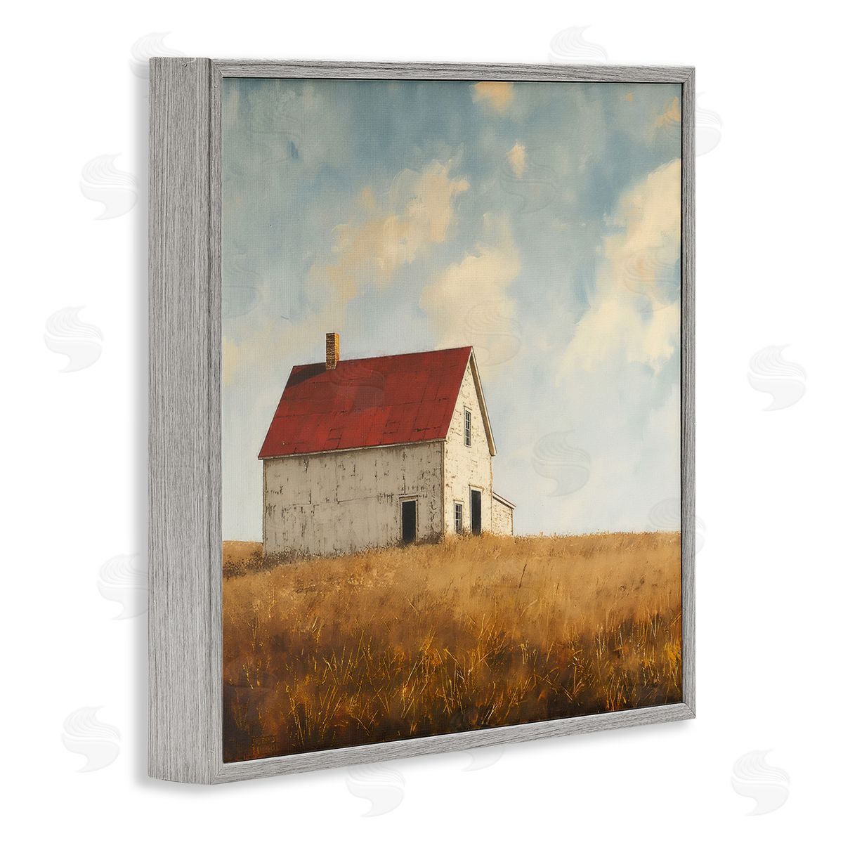 Steve Hunziker Barren Farmland Barn Gray Framed Giclee Wall Art Print