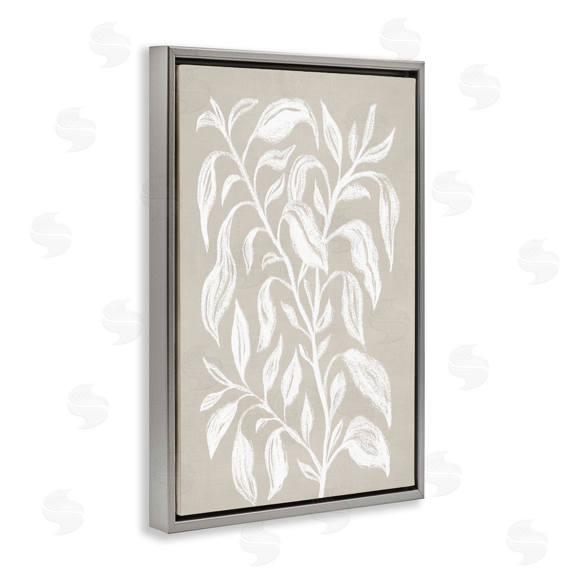 Martina Pavlova Chalk Sketch Botanicals Gray Floating Frame Canvas Wall Art Print
