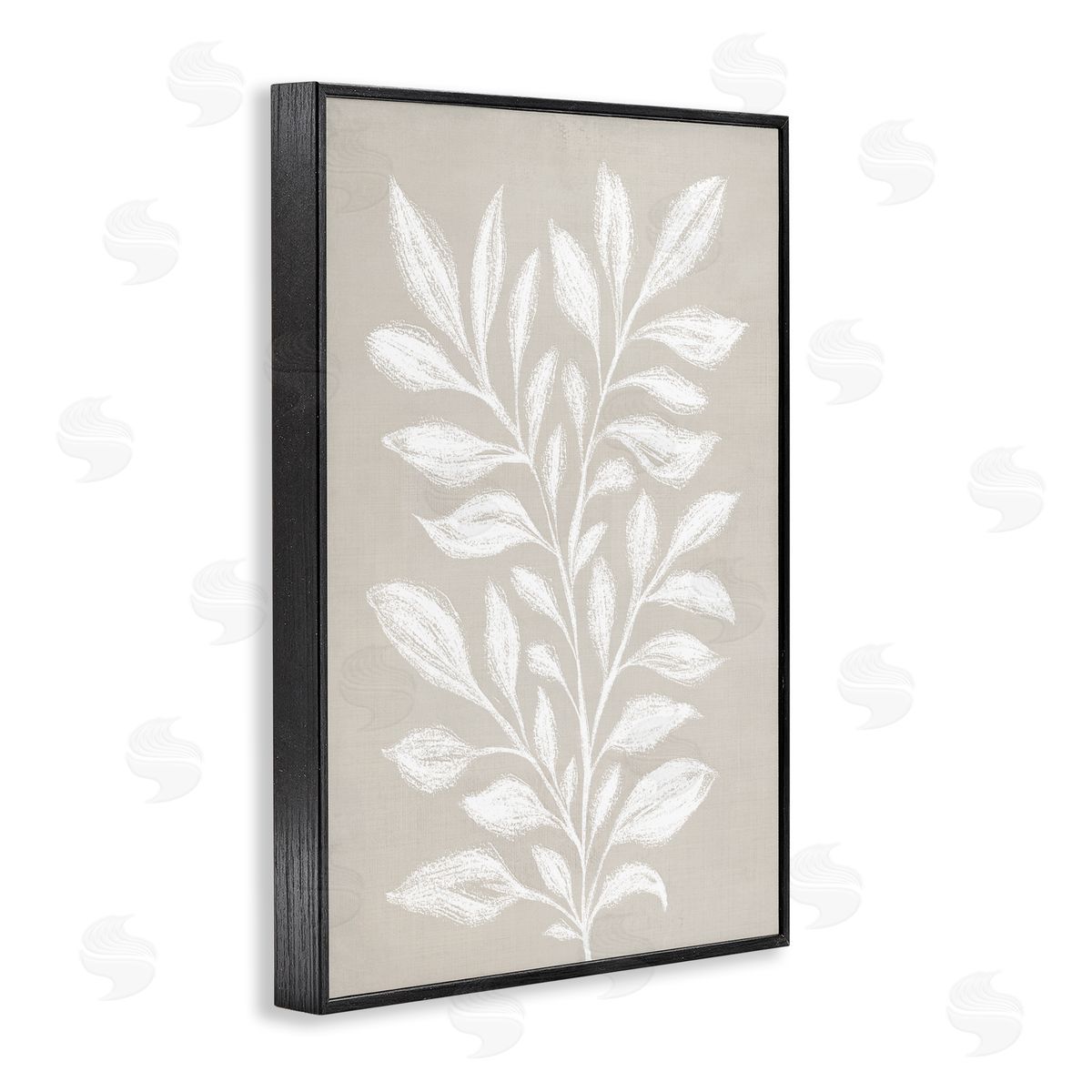 Martina Pavlova Chalk Sketch Leaves Black Framed Giclee Wall Art Print