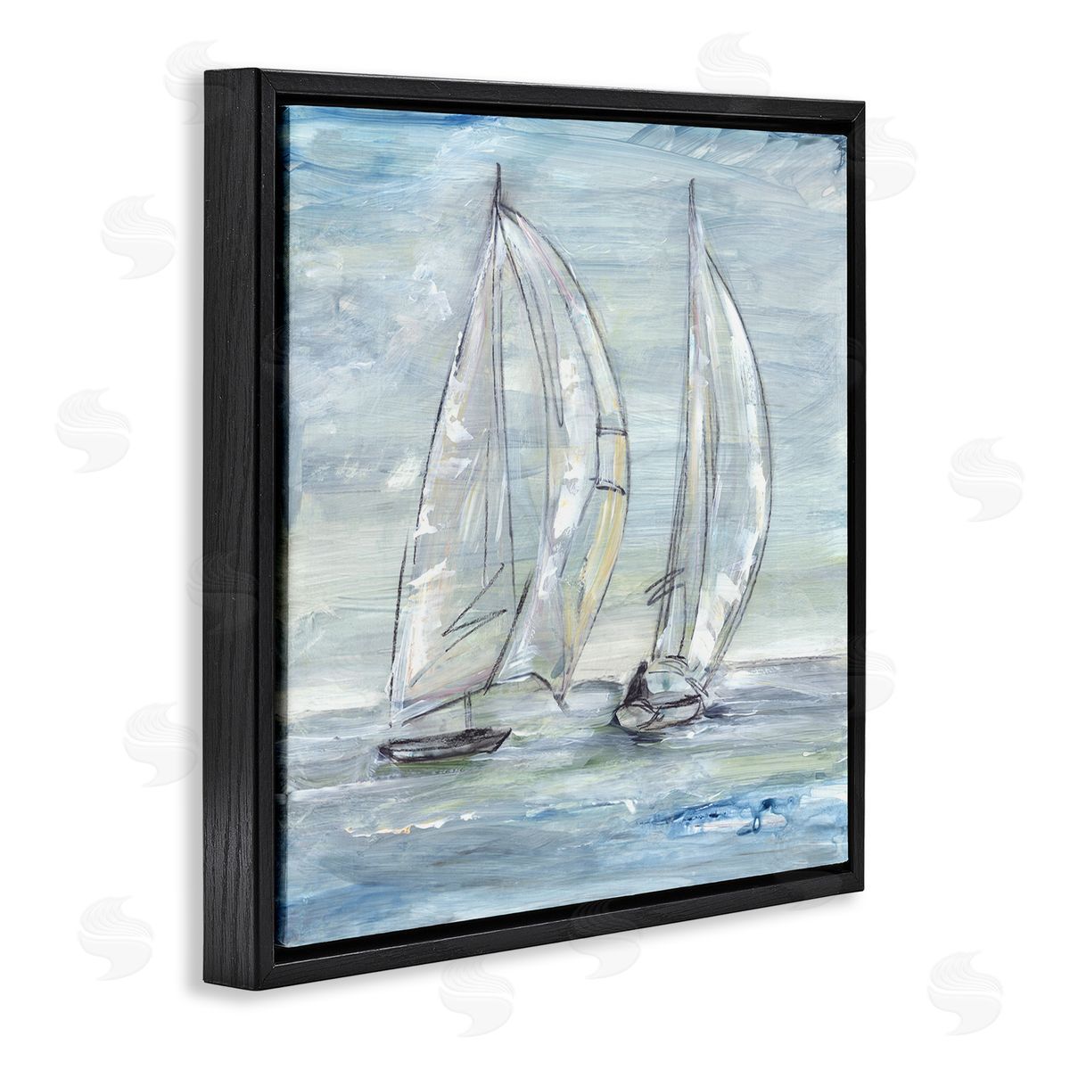 Lera Windswept Sailboat Duo Black Floating Frame Canvas Wall Art Print