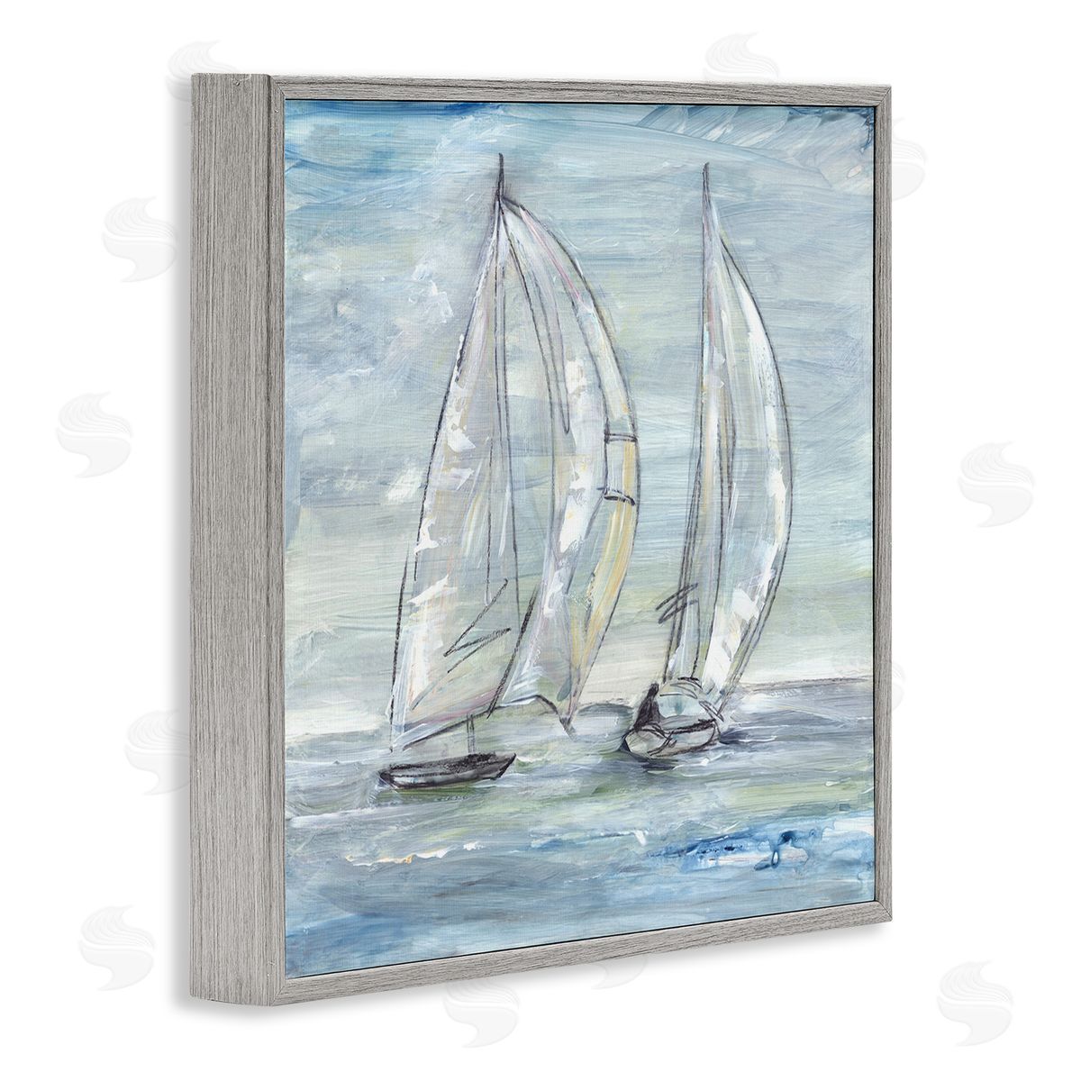 Lera Windswept Sailboat Duo Gray Framed Giclee Wall Art Print
