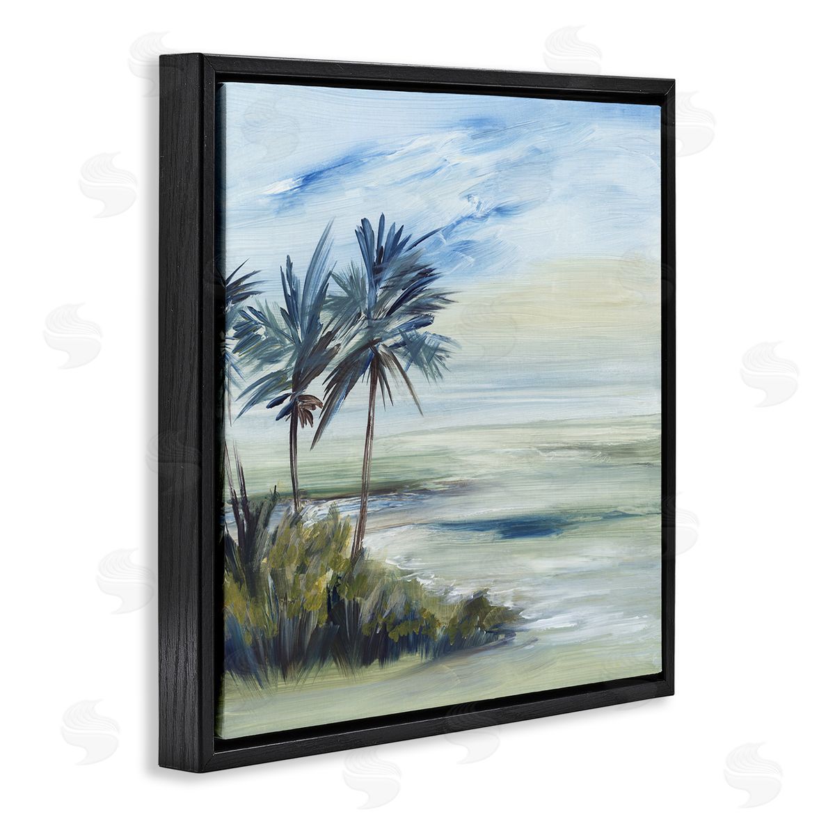 Lera Windy Palm Trees Black Floating Frame Canvas Wall Art Print