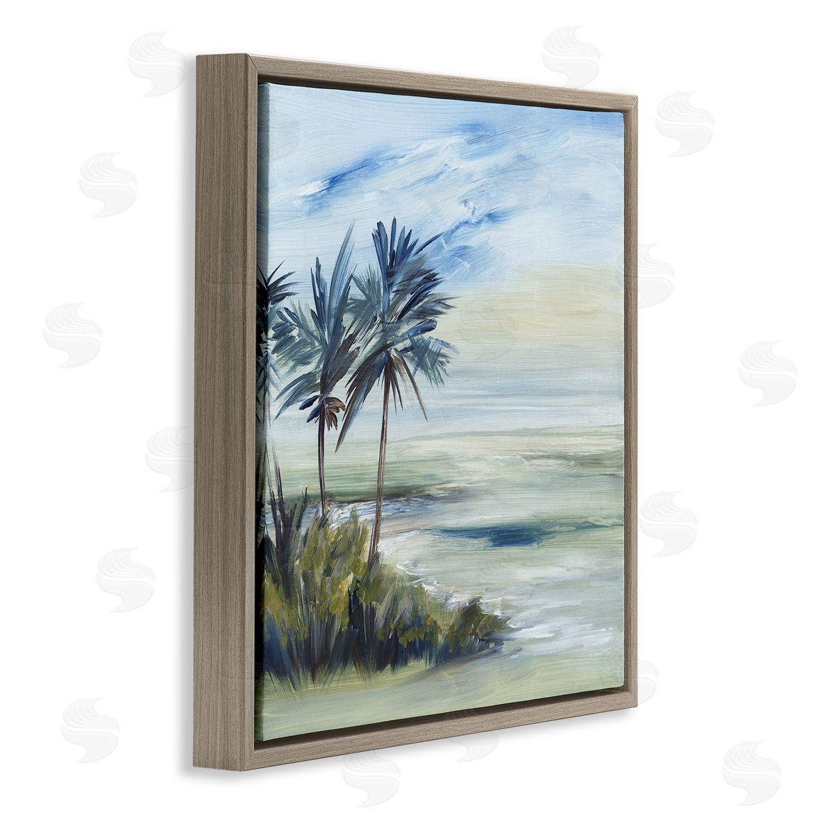 Lera Windy Palm Trees Brown Floating Frame Canvas Wall Art Print