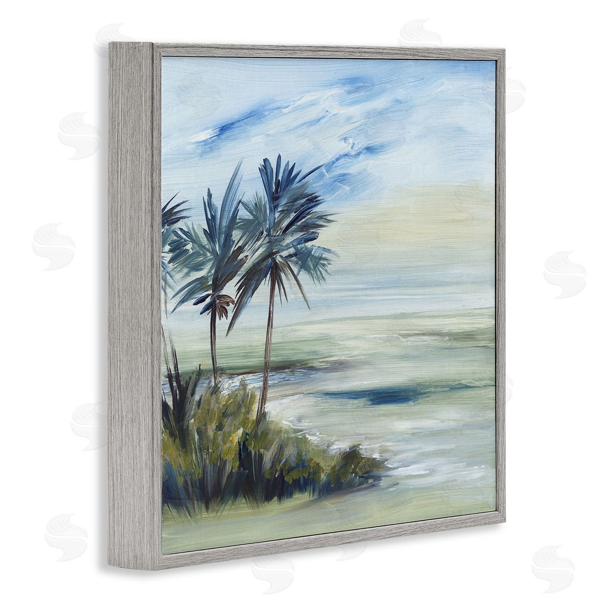 Lera Windy Palm Trees Gray Framed Giclee Wall Art Print
