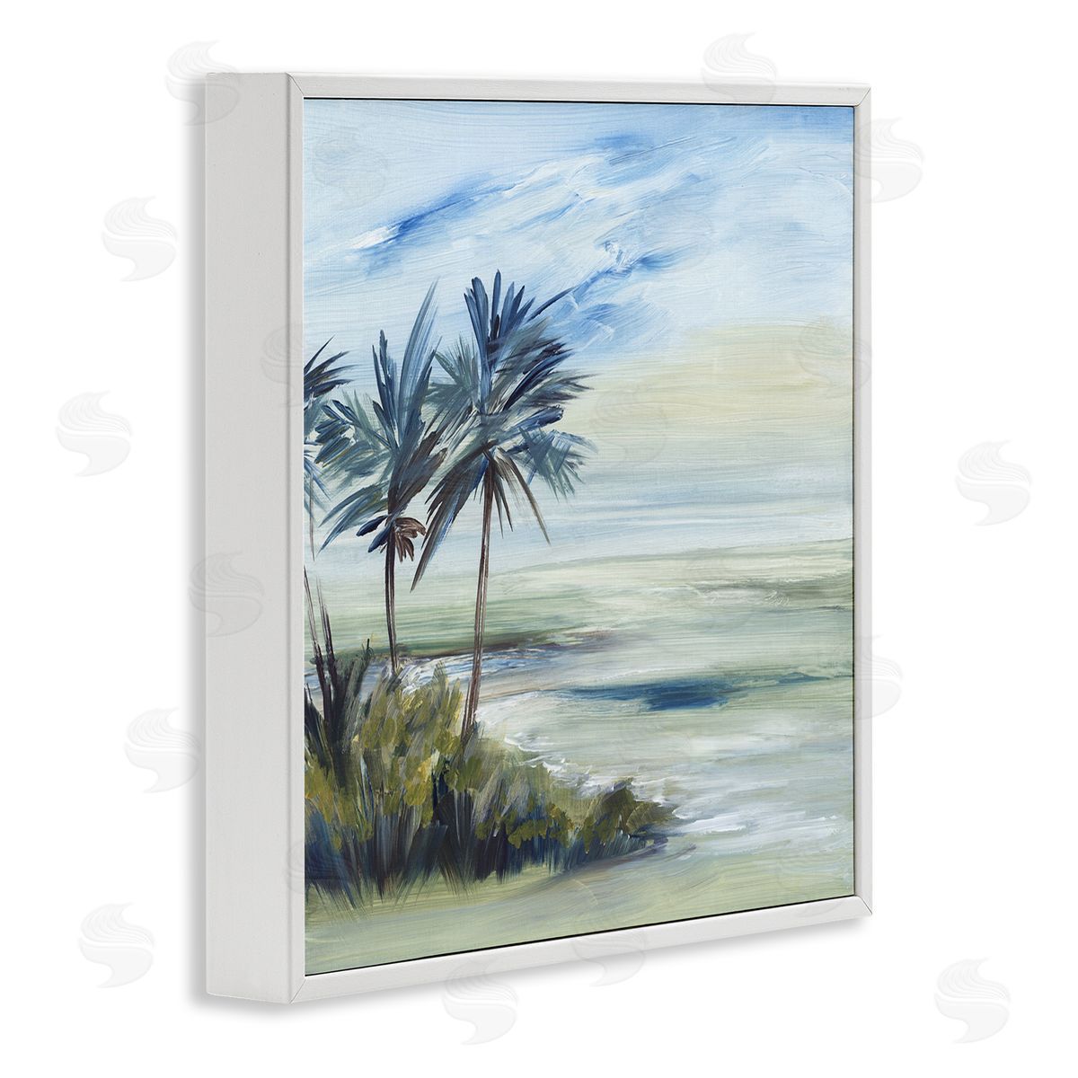 Lera Windy Palm Trees White Framed Giclee Wall Art Print