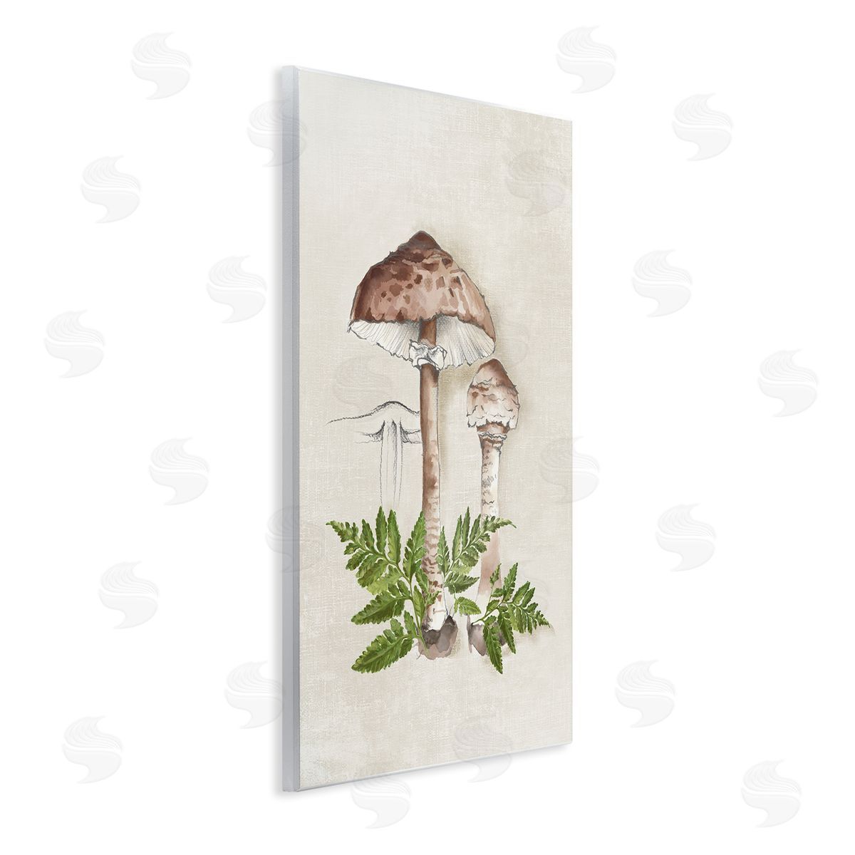 Eli Jones Mushroom & Ferns Sketch Wooden Wall Plaque Art Print