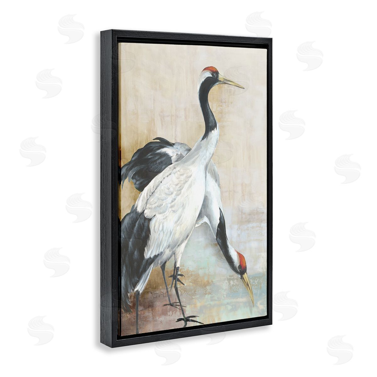 Eli Jones Crane Duo at Riverside Black Floating Frame Canvas Wall Art Print