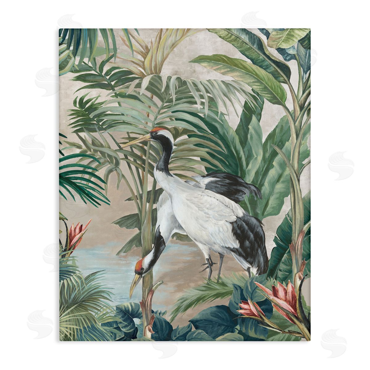 Eli Jones Tropical Oasis Cranes Canvas Wall Art Print