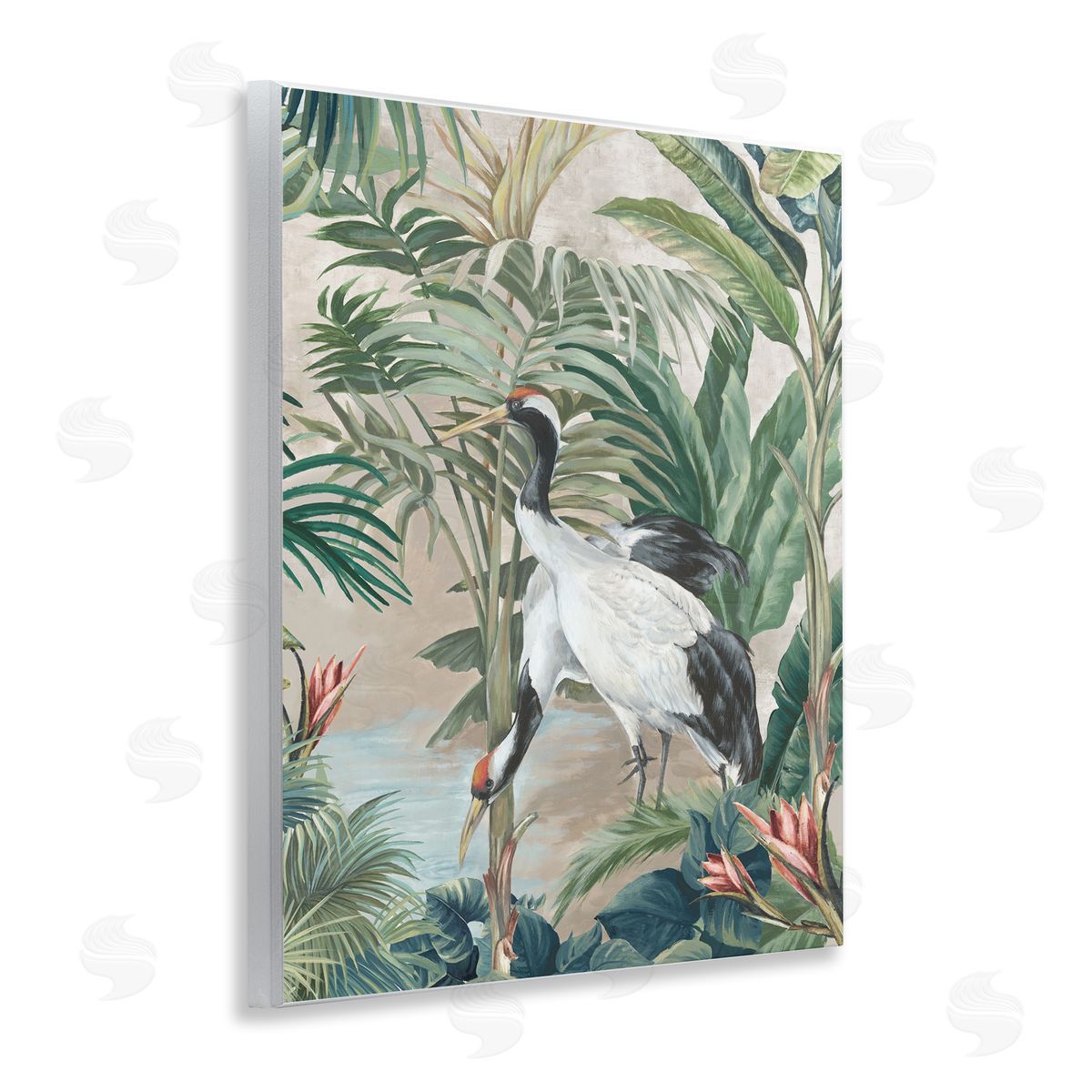 Eli Jones Tropical Oasis Cranes Wooden Wall Plaque Art Print