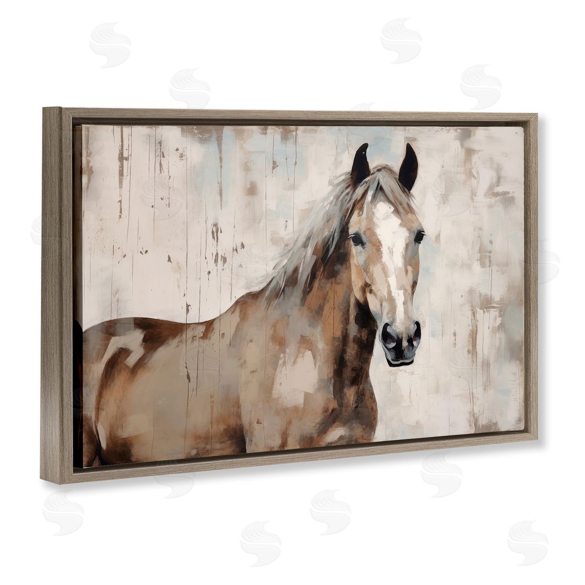 Irena Orlov Rustic Stoic Mare Brown Floating Frame Canvas Wall Art Print