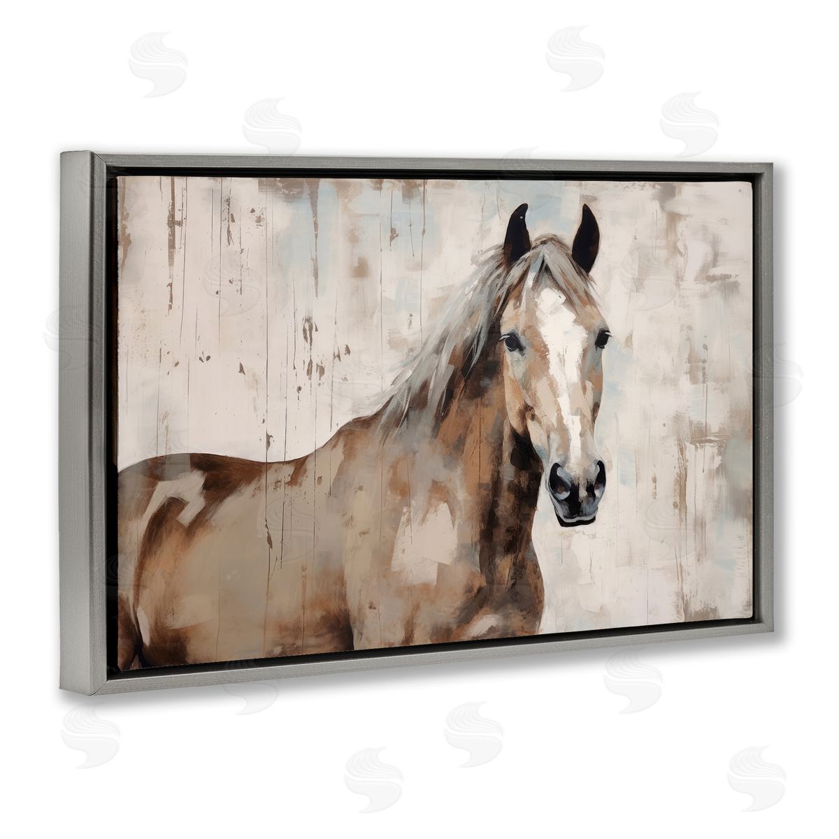 Irena Orlov Rustic Stoic Mare Gray Floating Frame Canvas Wall Art Print