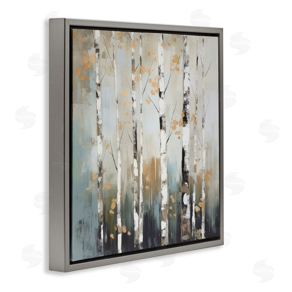 Irena Orlov Autumn Birch Impressions Gray Floating Frame Canvas Wall Art Print