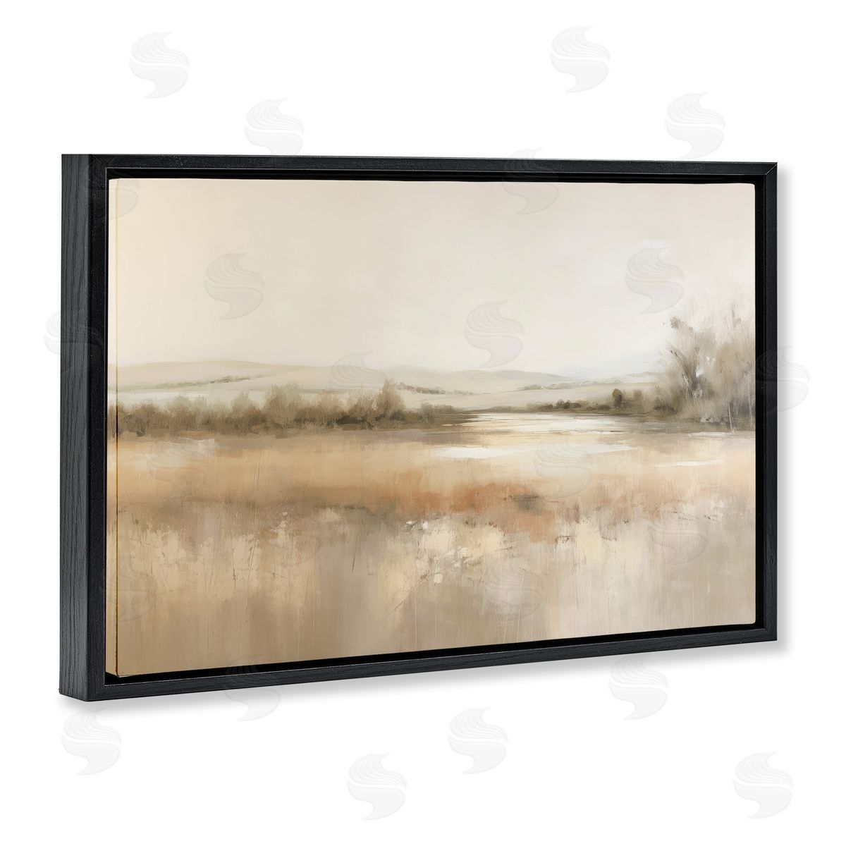 Irena Orlov Reflective Beige Countryside Black Floating Frame Canvas Wall Art Print