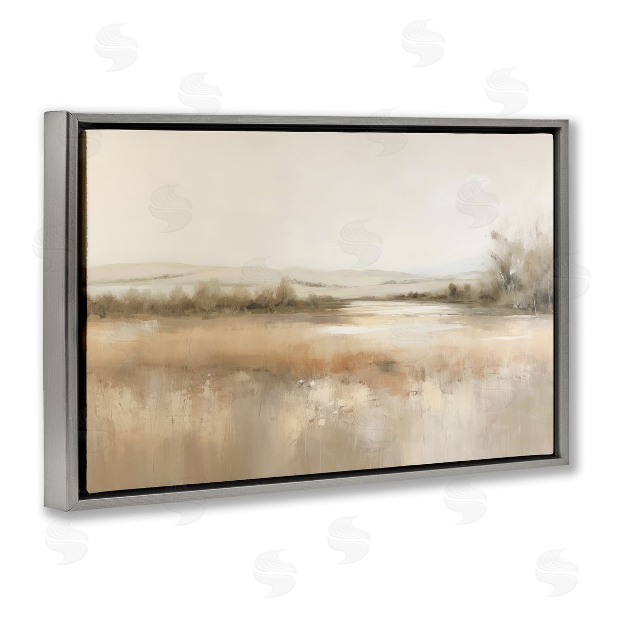 Irena Orlov Reflective Beige Countryside Gray Floating Frame Canvas Wall Art Print