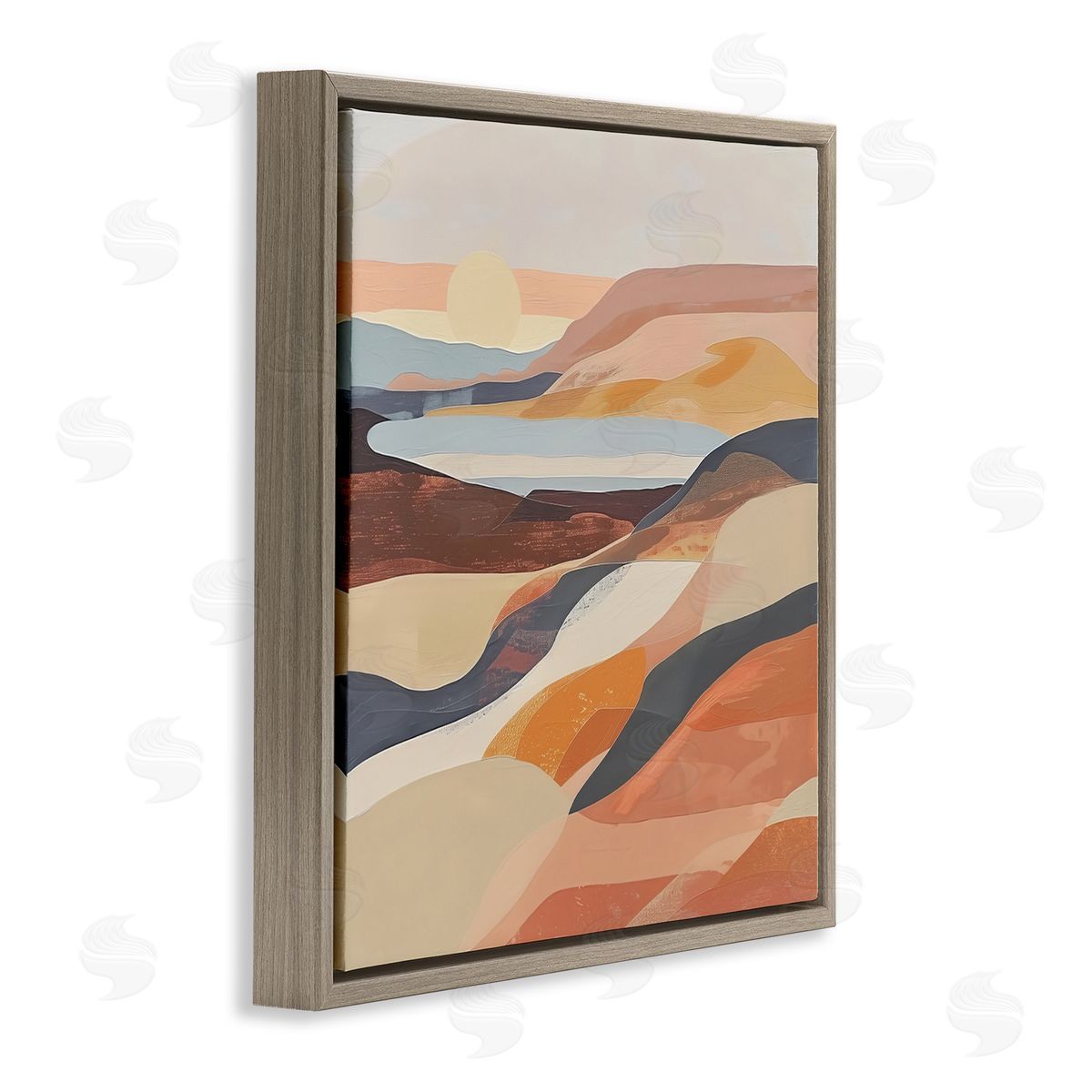 Irena Orlov Layered Canyon Hills Brown Floating Frame Canvas Wall Art Print