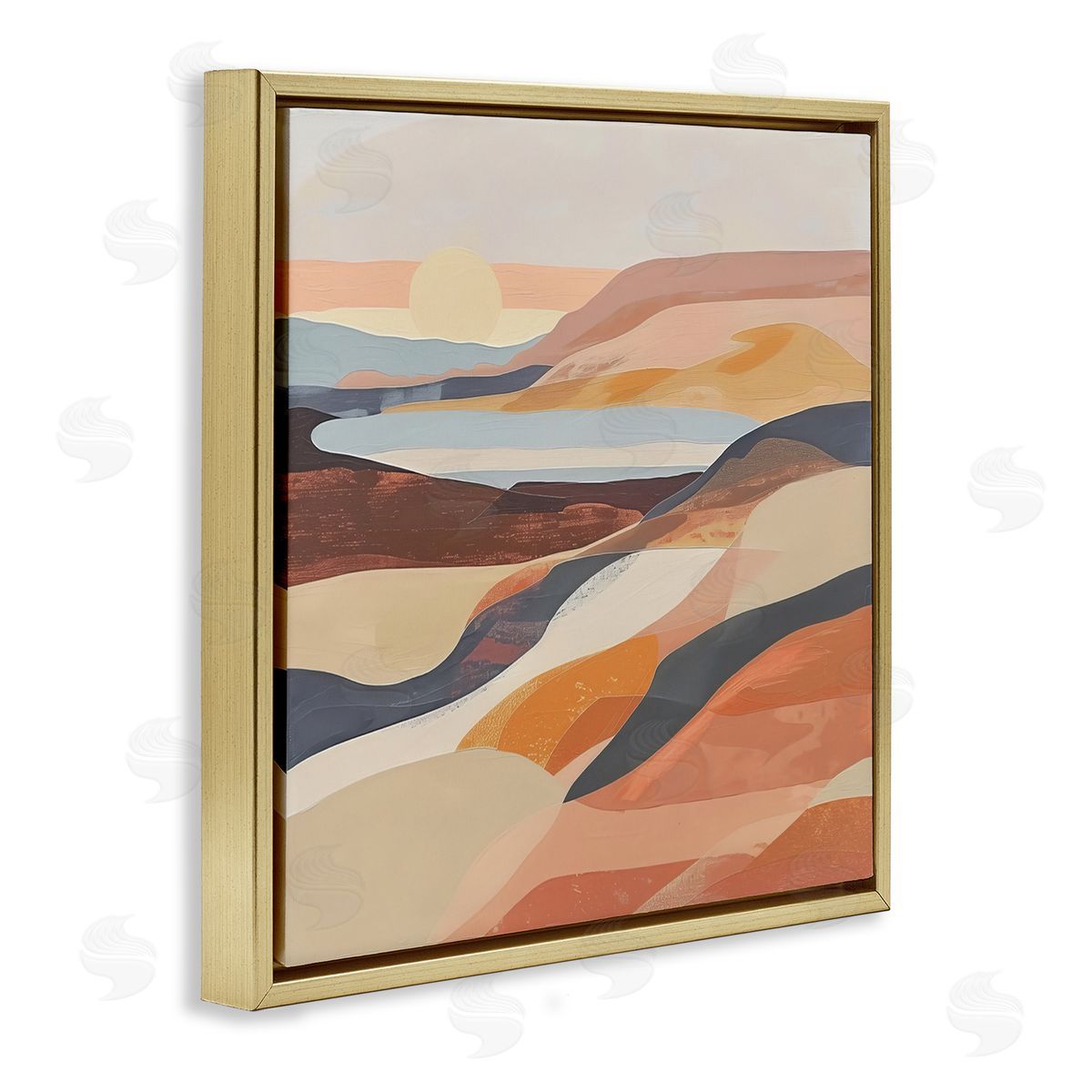 Irena Orlov Layered Canyon Hills Gold Floating Frame Canvas Wall Art Print