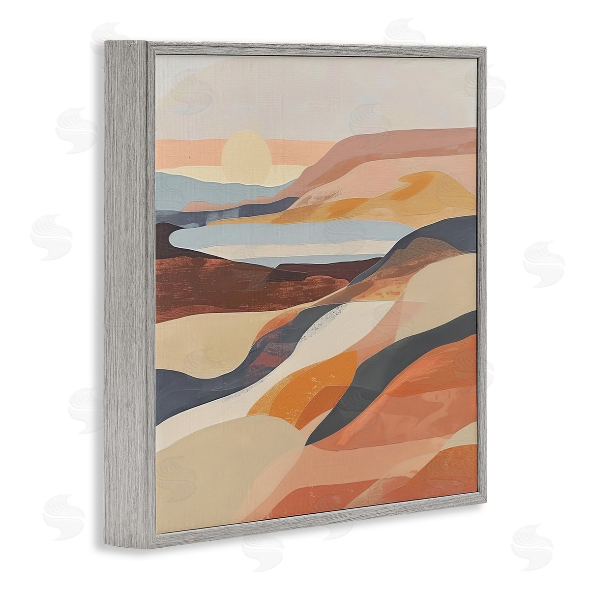Irena Orlov Layered Canyon Hills Gray Framed Giclee Wall Art Print