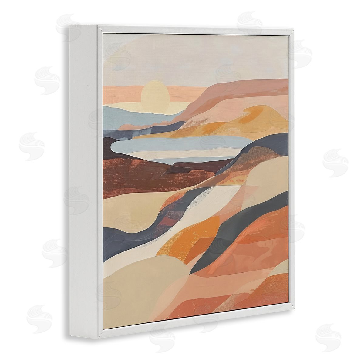Irena Orlov Layered Canyon Hills White Framed Giclee Wall Art Print