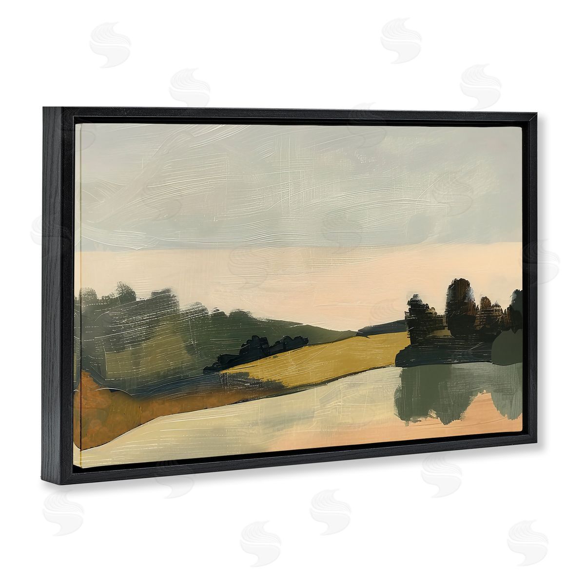 Irena Orlov Curving Green Hills Black Floating Frame Canvas Wall Art Print