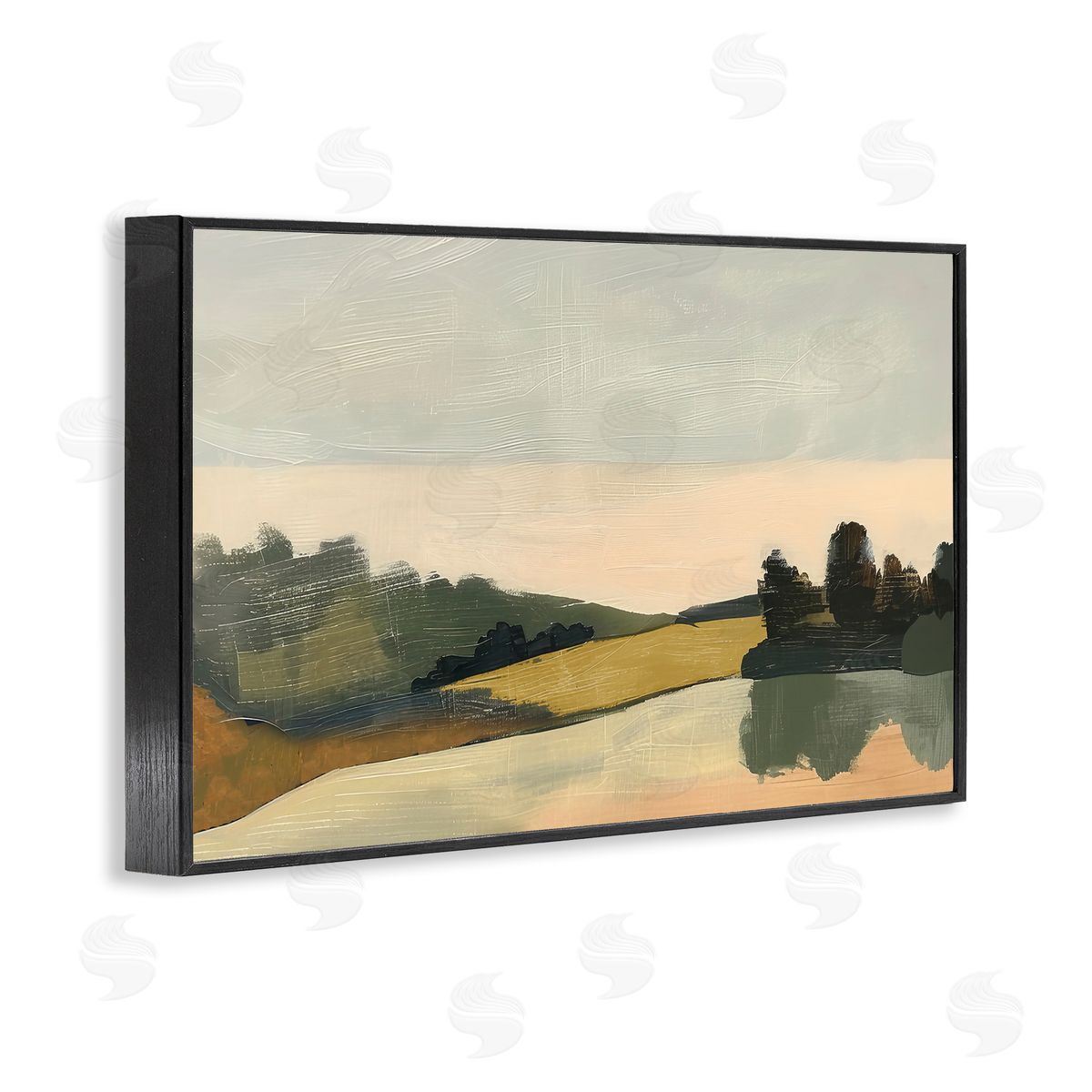 Irena Orlov Curving Green Hills Black Framed Giclee Wall Art Print
