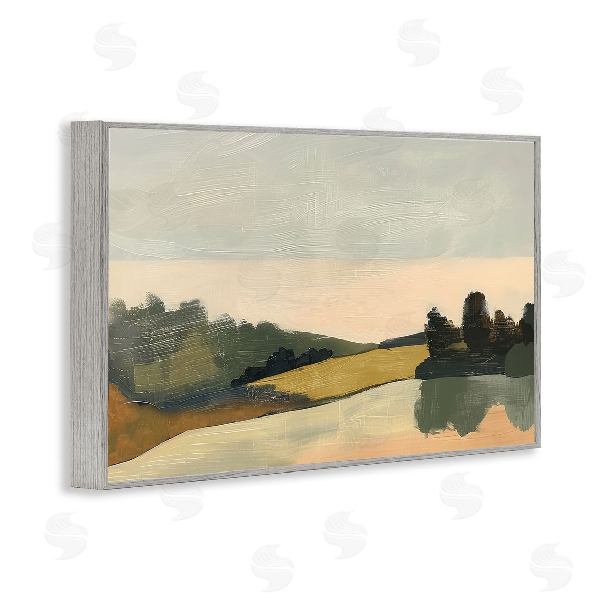 Irena Orlov Curving Green Hills Gray Framed Giclee Wall Art Print