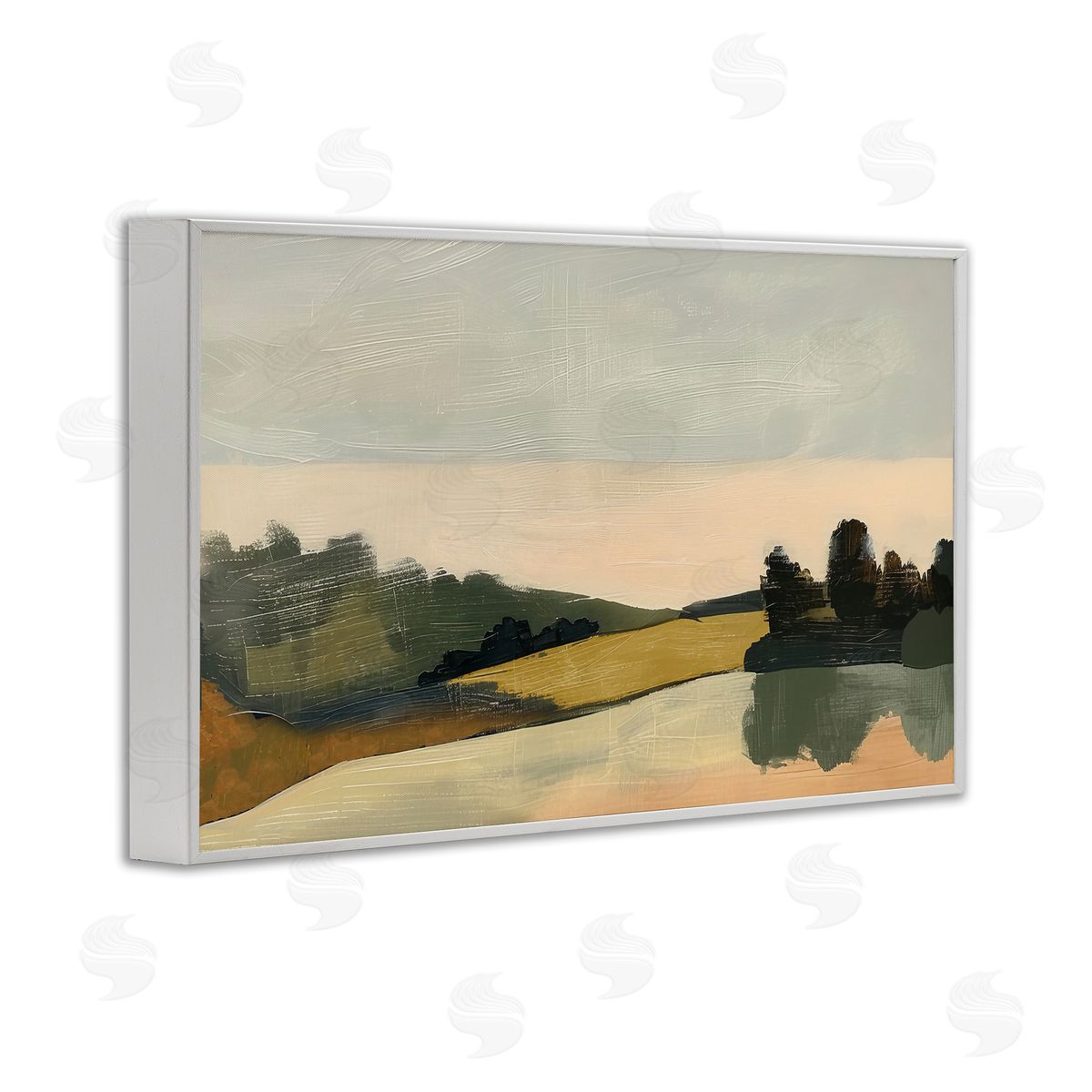 Irena Orlov Curving Green Hills White Framed Giclee Wall Art Print
