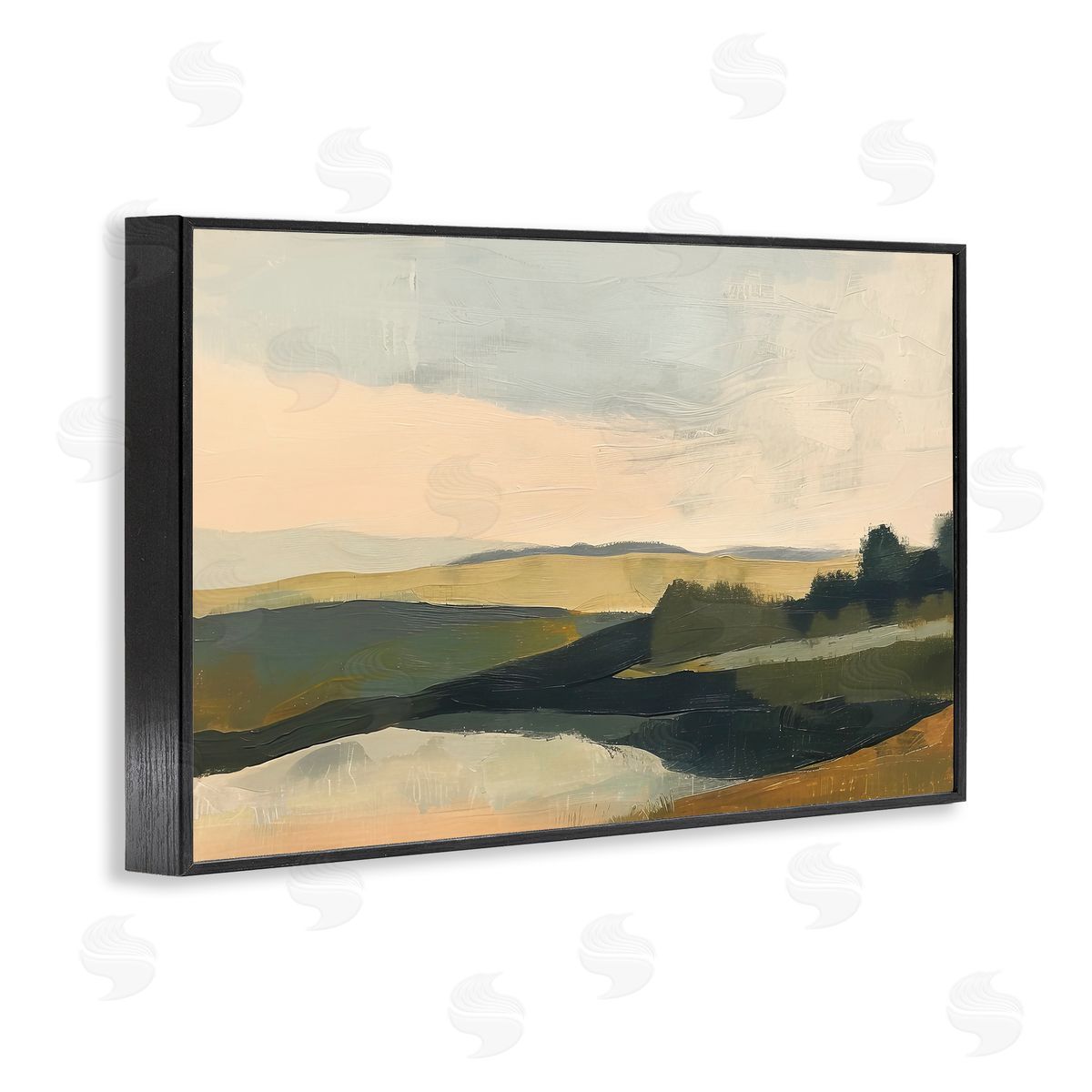 Irena Orlov Green Hills Painting Black Framed Giclee Wall Art Print