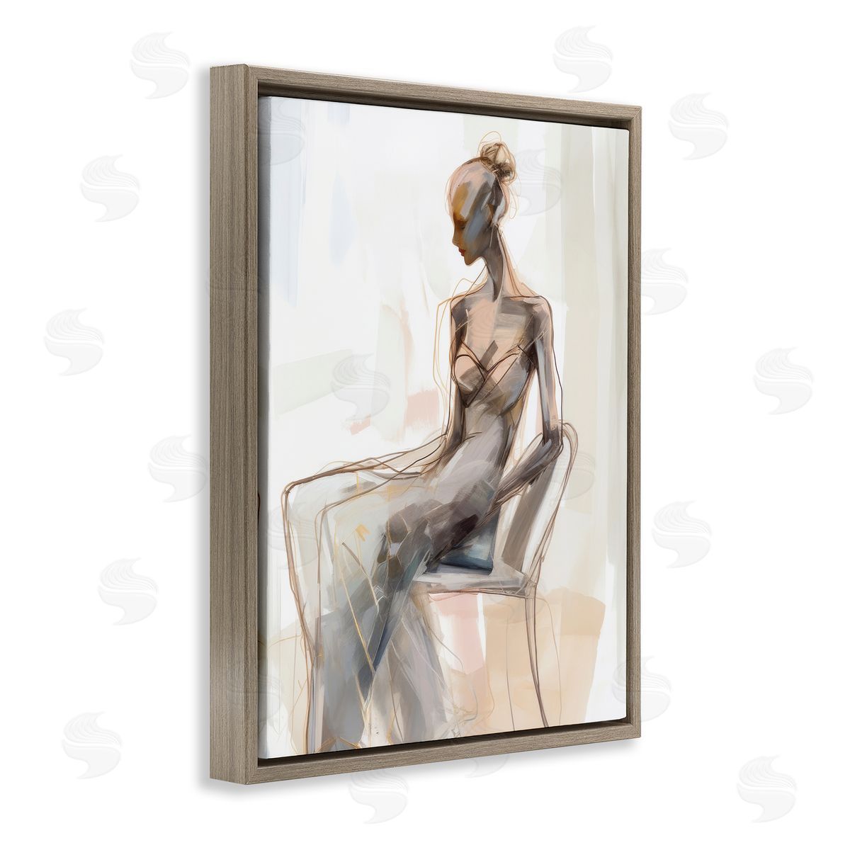 Irena Orlov Classy Figure Impression Brown Floating Frame Canvas Wall Art Print