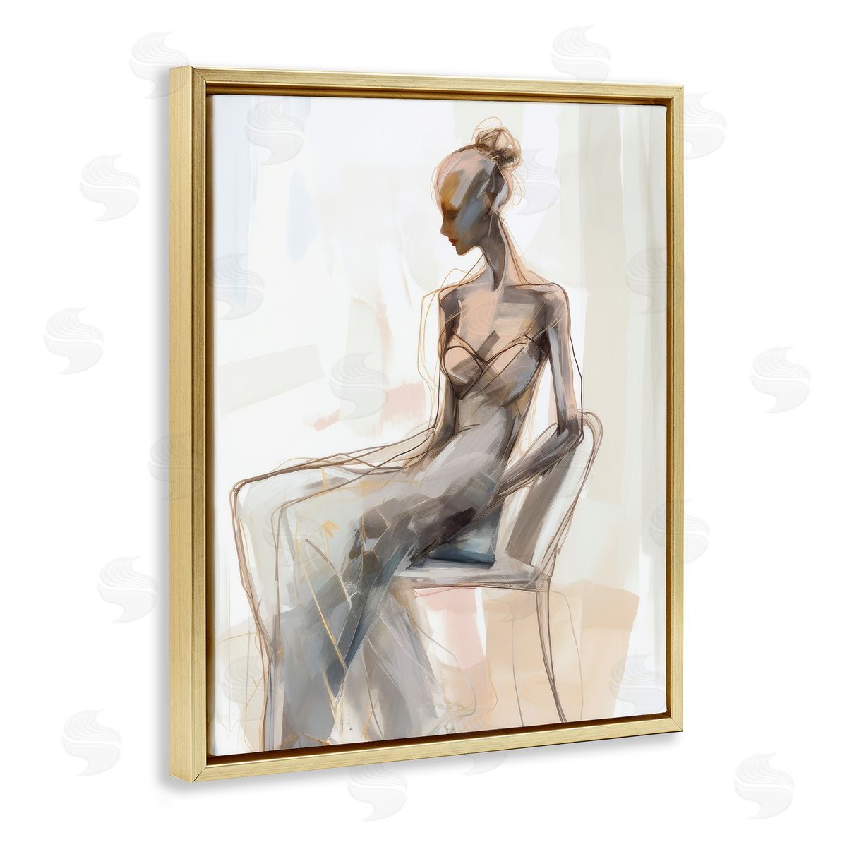 Irena Orlov Classy Figure Impression Gold Floating Frame Canvas Wall Art Print