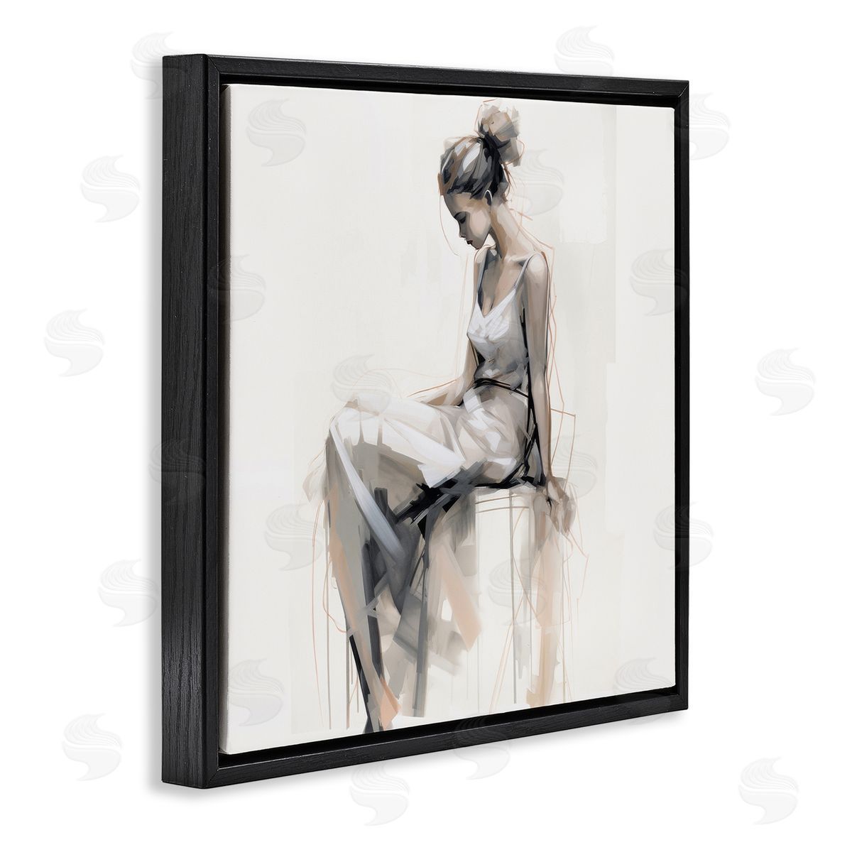 Irena Orlov Female Portrait Impression Black Floating Frame Canvas Wall Art Print