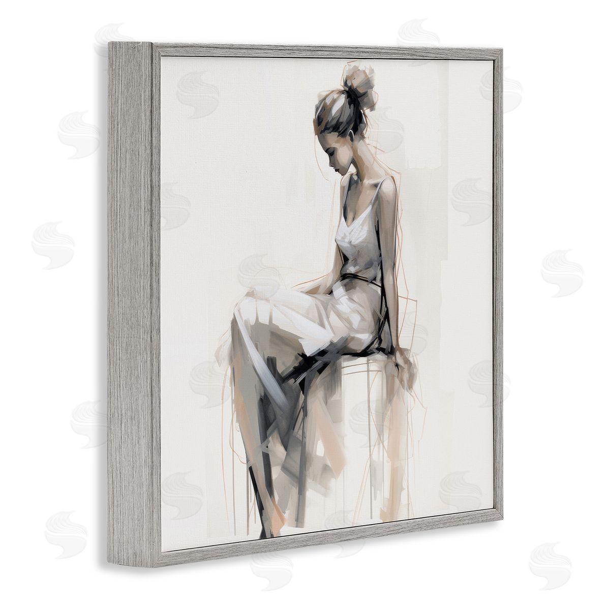 Irena Orlov Female Portrait Impression Gray Framed Giclee Wall Art Print