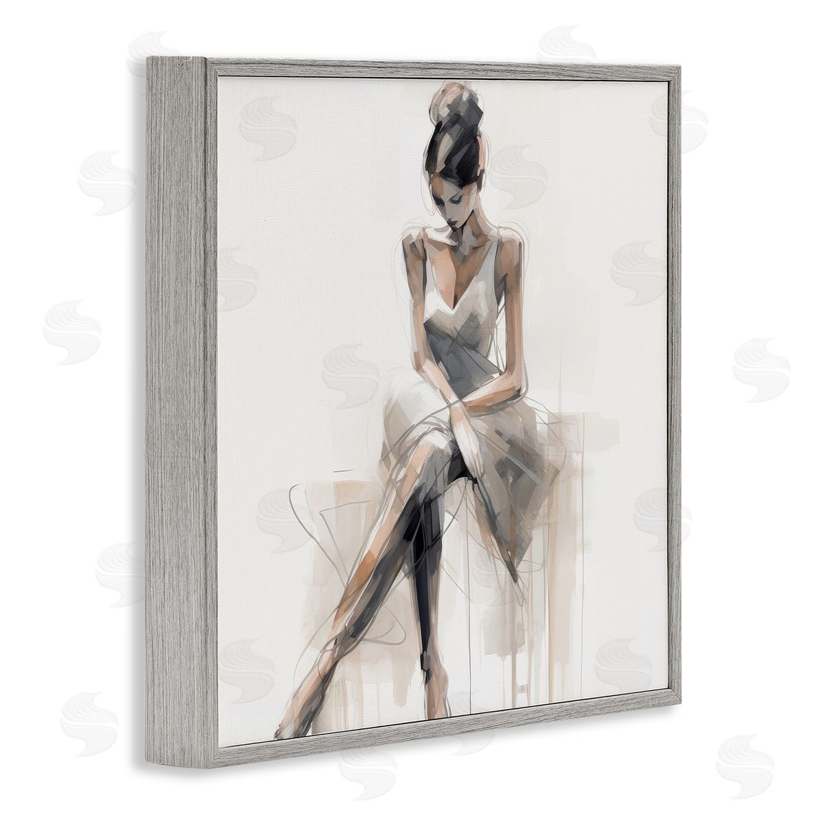 Irena Orlov Female Sitting Portrait Gray Framed Giclee Wall Art Print