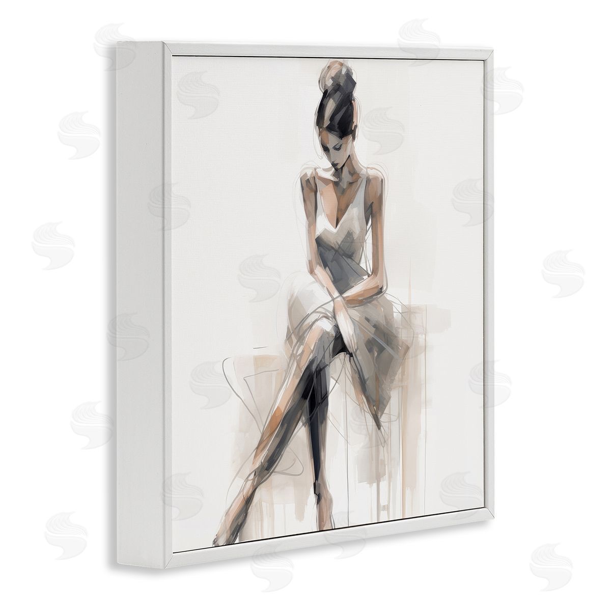 Irena Orlov Female Sitting Portrait White Framed Giclee Wall Art Print