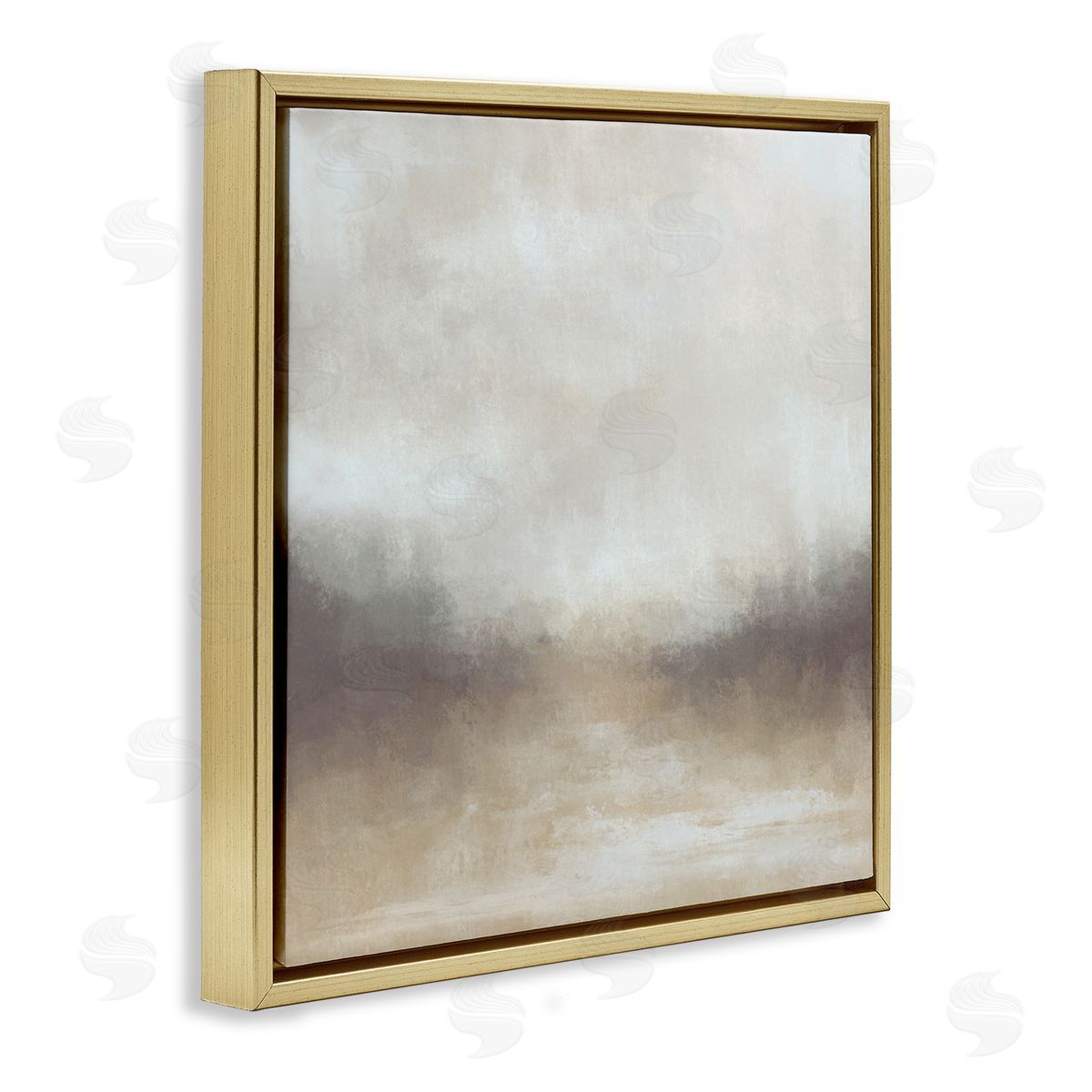 J:L Design Foggy Beige Landscape Gold Floating Frame Canvas Wall Art Print