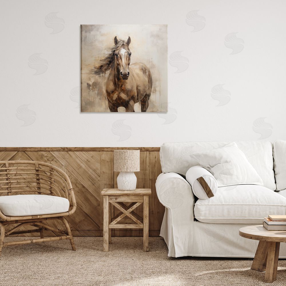 PI Creative Art Horse with Modern Drip Canvas Wall Art Print in Room