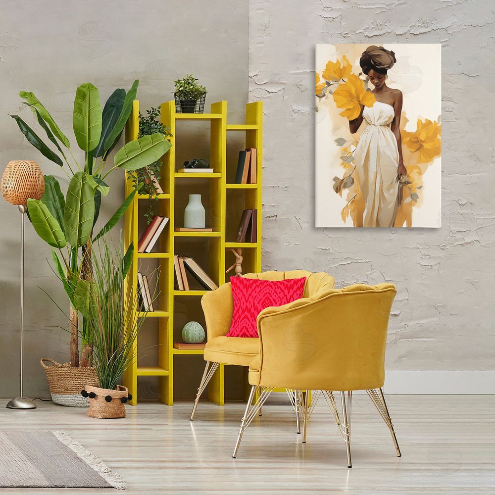 Raymond Powers Elegant Floral Woman Canvas Wall Art Print in Room