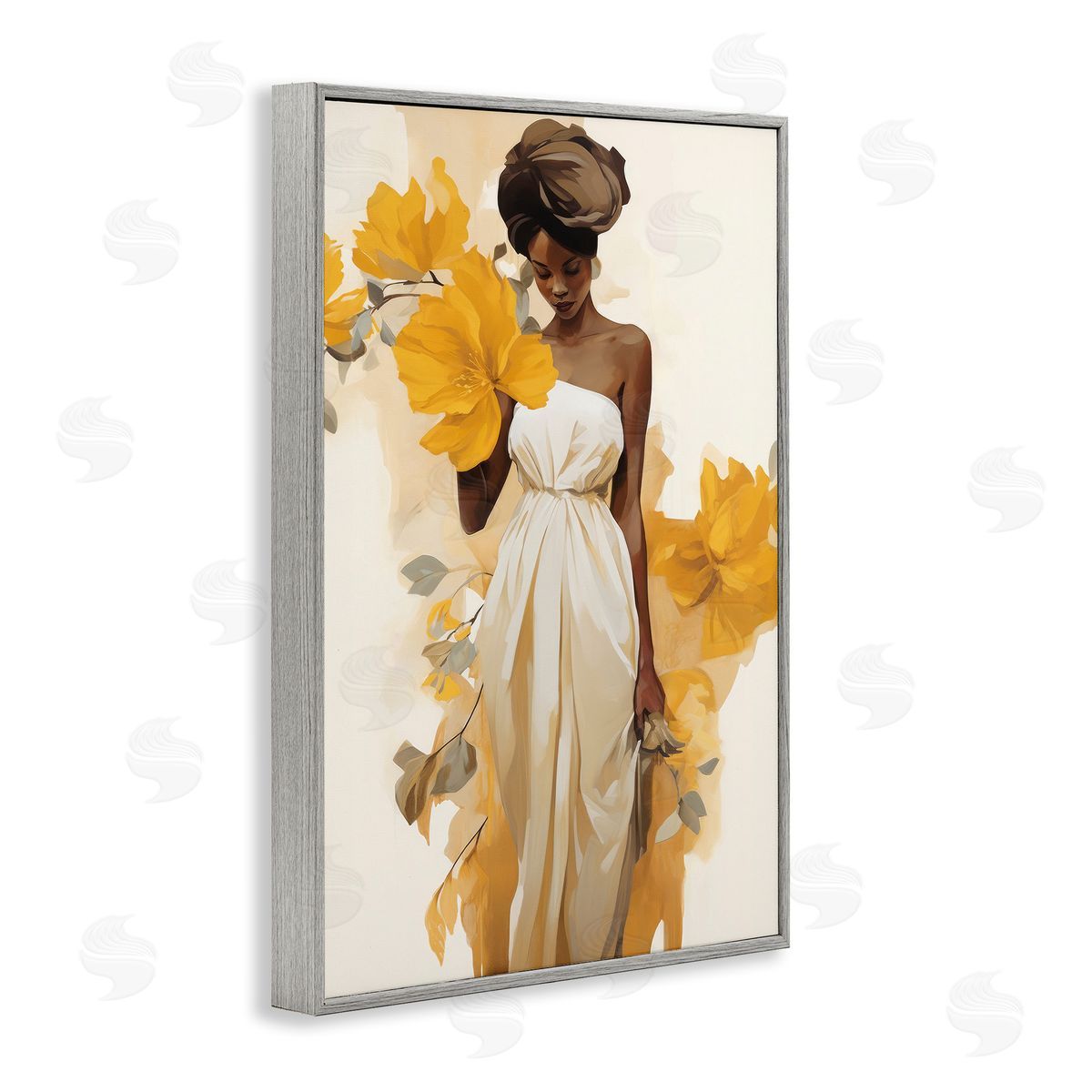 Raymond Powers Elegant Floral Woman Gray Framed Giclee Wall Art Print