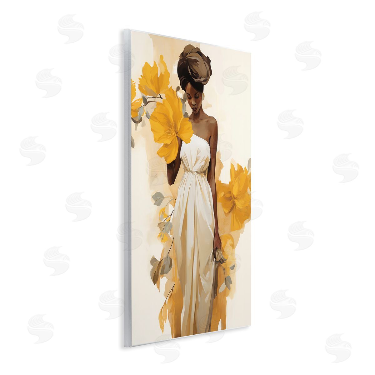 Raymond Powers Elegant Floral Woman Wooden Wall Plaque Art Print