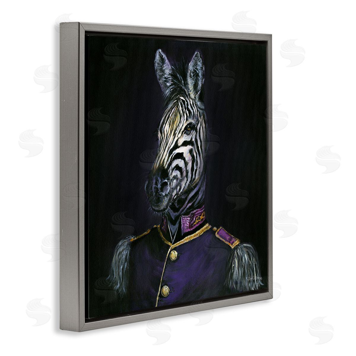Bree Merryn Historical Coat Zebra Gray Floating Frame Canvas Wall Art Print
