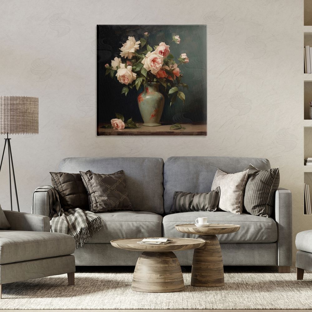 Lazar Studio Vintage Bunches in Vase Canvas Wall Art Print in Room