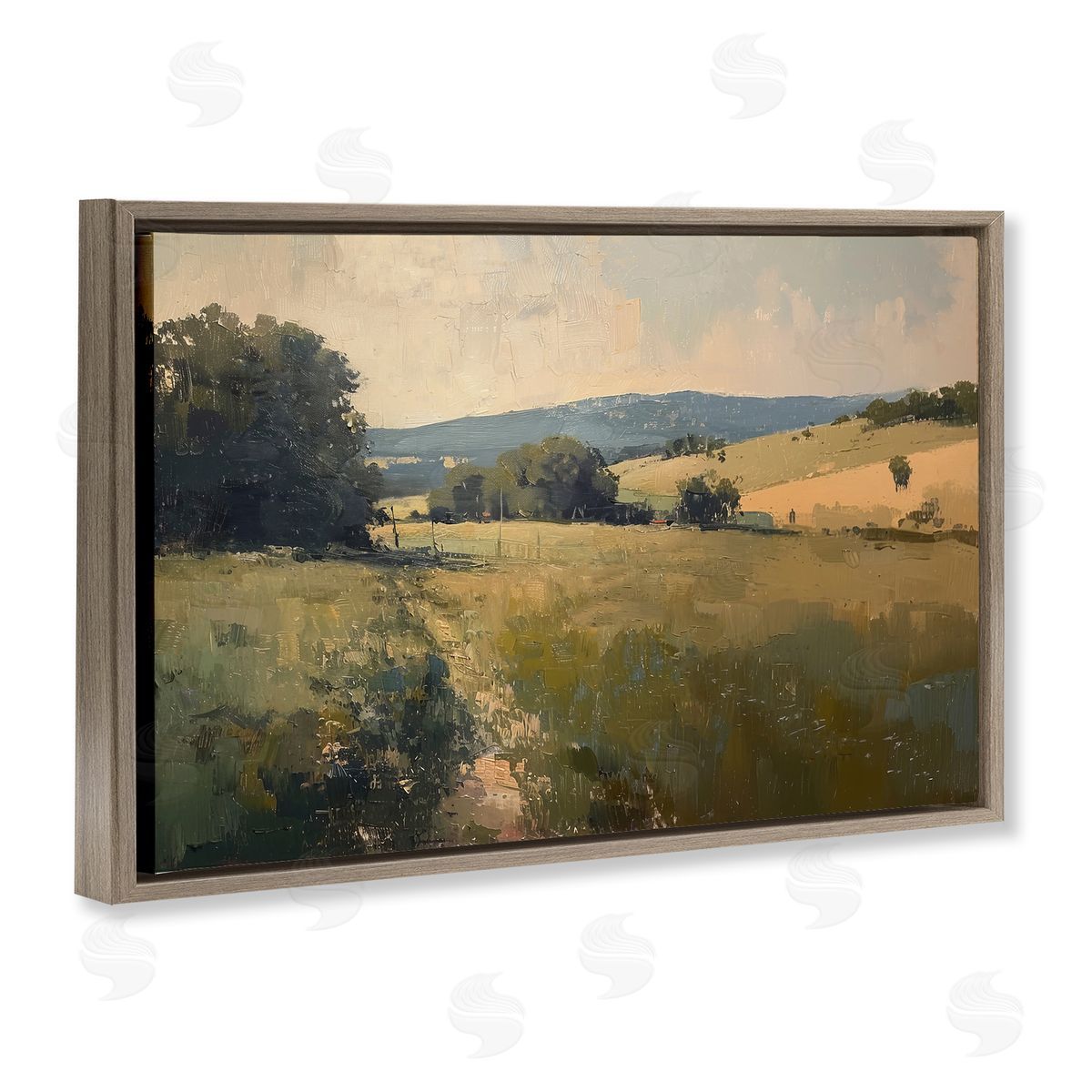 Lazar Studio Vast Country Landscape Brown Floating Frame Canvas Wall Art Print