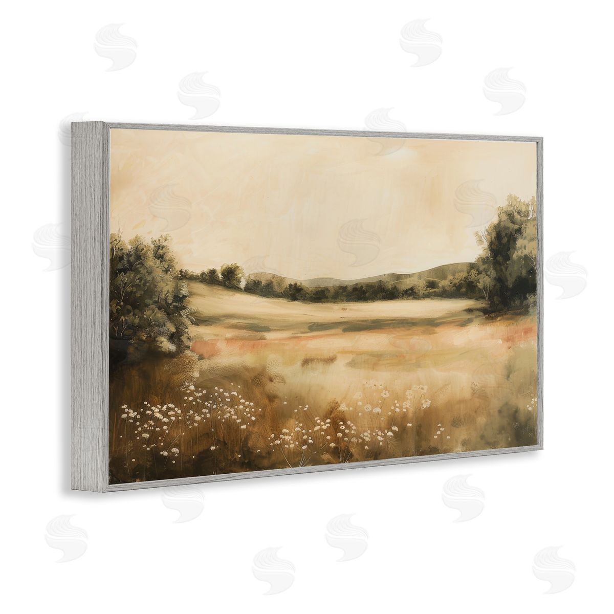 Lazar Studio Neutral Meadow Landscape Gray Framed Giclee Wall Art Print