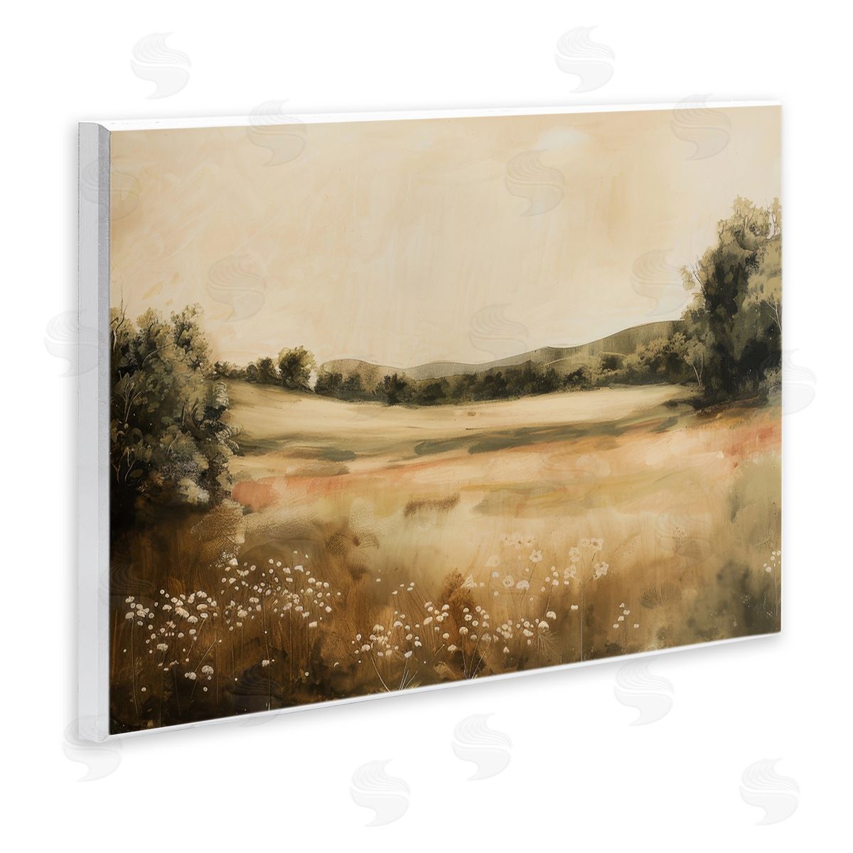 Lazar Studio Neutral Meadow Landscape Wooden Wall Plaque Art Print