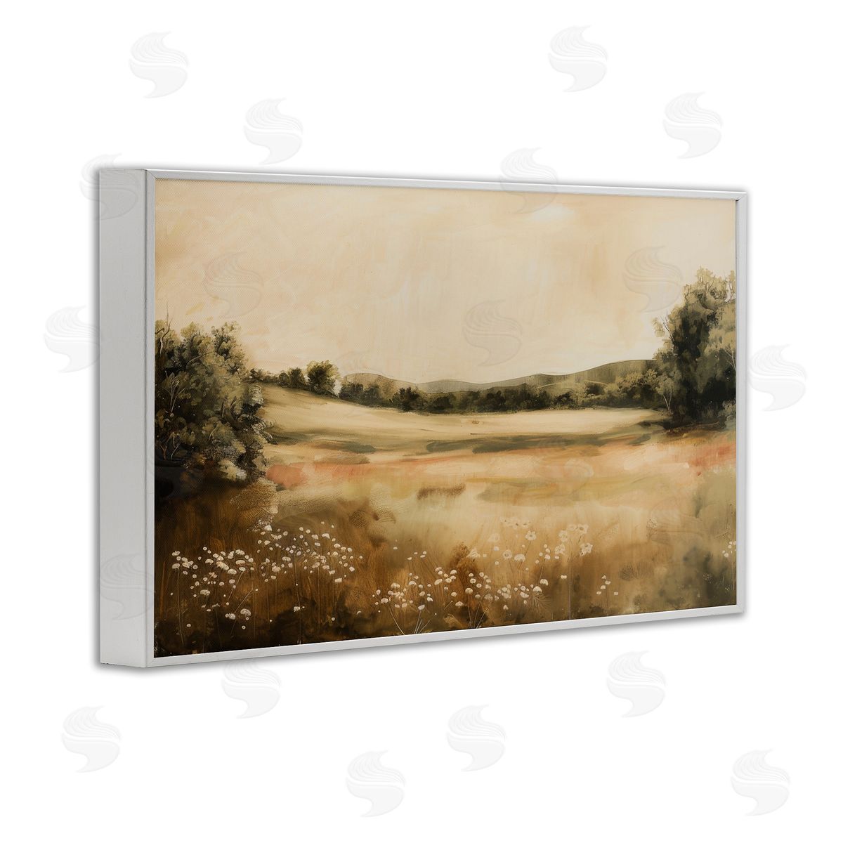 Lazar Studio Neutral Meadow Landscape White Framed Giclee Wall Art Print